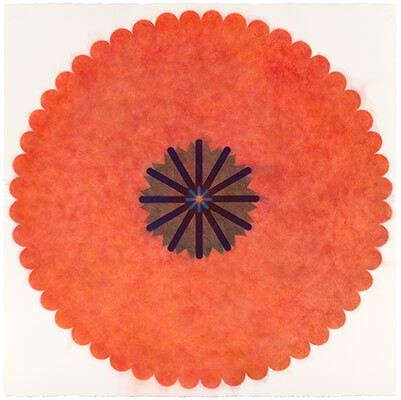 pigment on paper, Popflower 28 by Mary Judge.