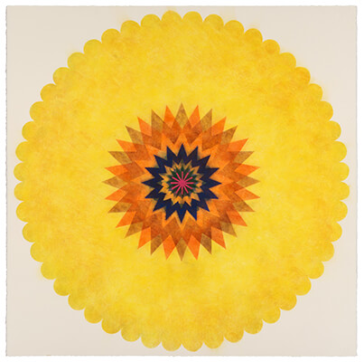 pigment on paper, Popflower 39 by Mary Judge.