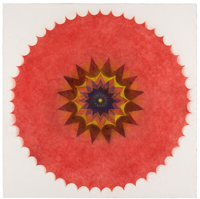 pigment on paper, Popflower 47 by Mary Judge.