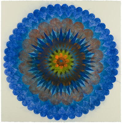 pigment on paper, Popflower 67 by Mary Judge.