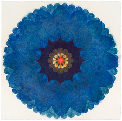 pigment on paper, Popflower 33 by Mary Judge.