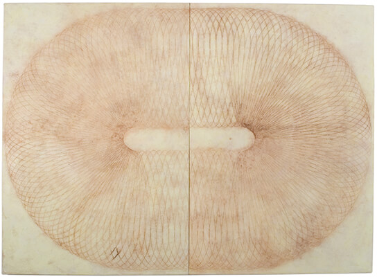pigment on paper, Spiral Form 1 by Mary Judge.