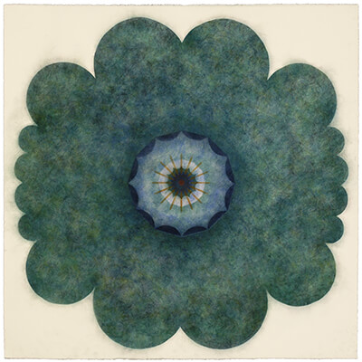 pigment on paper, Popflower 8 by Mary Judge.
