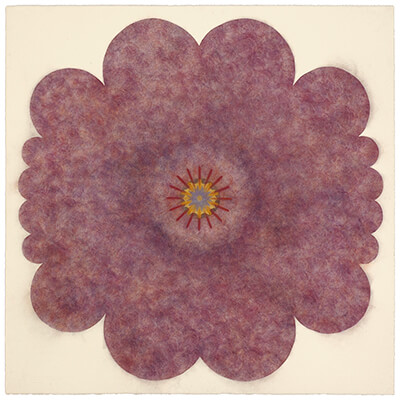 pigment on paper, Popflower 9 by Mary Judge.