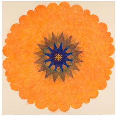 pigment on paper, Popflower 36 by Mary Judge.