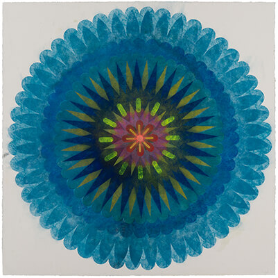pigment on paper, Popflower 66 by Mary Judge.